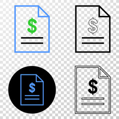 Price list page EPS vector icon with contour, black and colored versions. Illustration style is flat iconic symbol on chess transparent background.