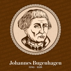Johannes Bugenhagen (1485-1558), also called Doctor Pomeranus by Martin Luther, introduced the Protestant Reformation in the Duchy of Pomerania and Denmark in the 16th century.