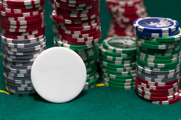 Poker chips and white chip