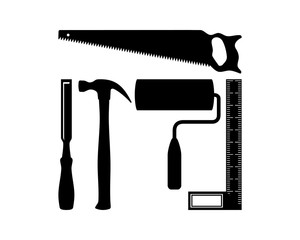 Set Silhouette Vector Handcraft Tools for Renovation Sign Symbol Icon Concept Logo Template Design Inspiration