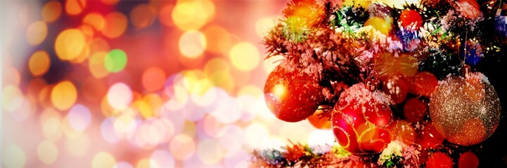 Composite image of christmas yellow circle lights