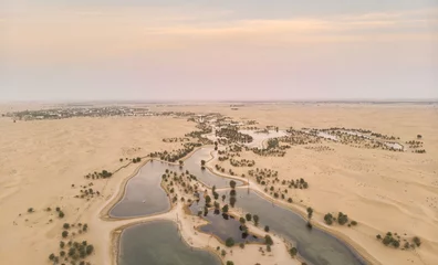 Papier Peint photo autocollant Sécheresse  aerial view of Al Qudra desert and lakes near Dubai