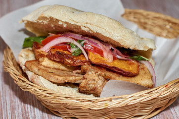 homemade sandwich of roasted pork