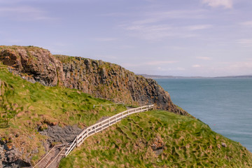 Close-up of the Carrick-a-Rede Rope Bridge in Northern Ireland