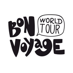 Travel the world hand drawn lettering. Ink handwritten illustration.