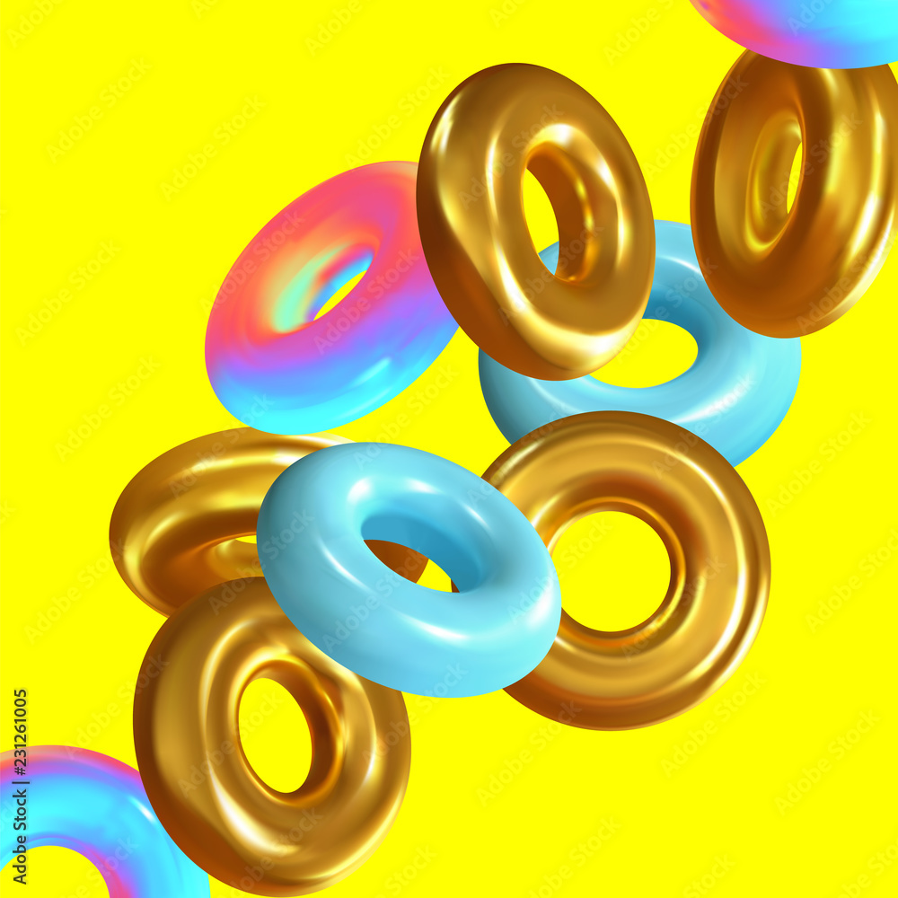 Aufkleber modern abstract background. gradient colorful composition 3d shapes ring. minimal design vector illu