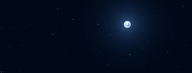 Obraz na płótnie Canvas Night background with full moon on starry background.