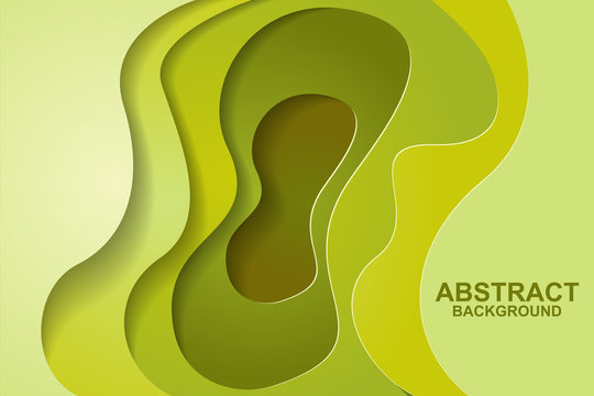Abstract background design with green paper cut shapes. Paper cut vector illustration for banner, presentation, and invitation. Paper art and craft style. © Zein Akhmad