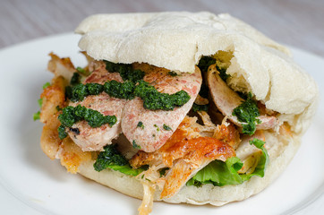 homemade sausage sandwich with chicken
