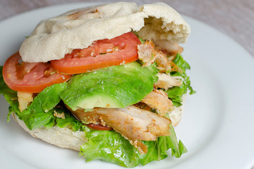  homemade chicken sandwich with vegetables