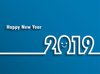 Happy new 2019 year. Greetings card. Colorful design. Vector illustration.