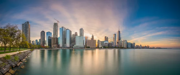 Gordijnen Chicago, Illinois, VS Meer Skyline © SeanPavonePhoto