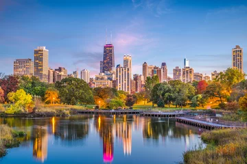 Fototapeten Lincoln Park, Skyline von Chicago, Illinois © SeanPavonePhoto