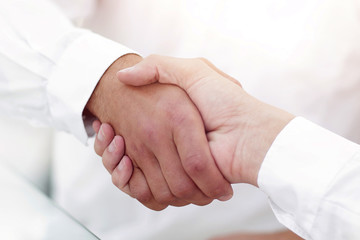 close-up of business handshake.