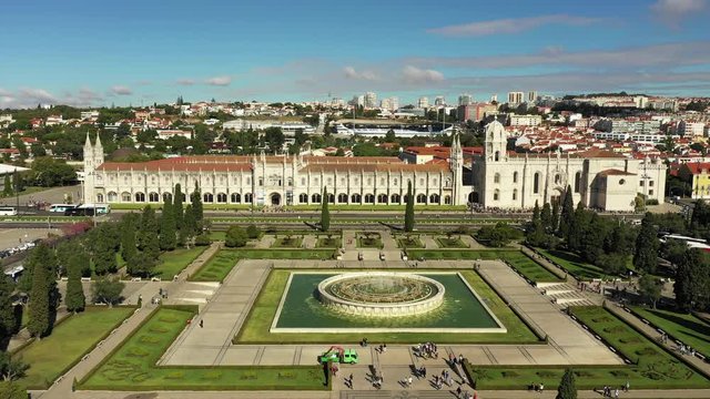 Aerial view of Jeronimos Monastery in Belem Lisbon