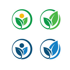 Set of Green Leaf Logo design inspiration vector icons