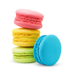 macaroons isolated on white background, clipping path, full depth of field