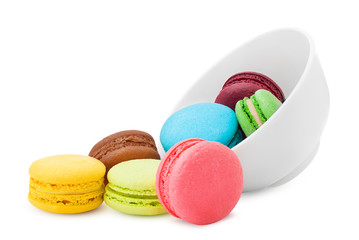 macaroons isolated on white background, clipping path, full depth of field