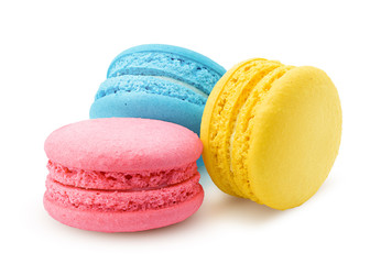 macaroons isolated on white background, clipping path, full depth of field