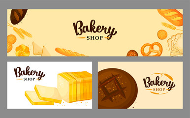 Bread banner set for bakery and pastry shop