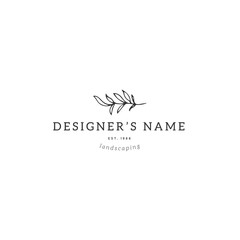 Obraz premium Vector hand drawn floral logo template in minimal style.