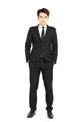 Obraz na płótnie Canvas Full body of young handsome business man isolated