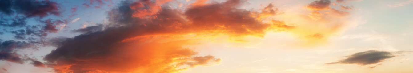 Panoramic sunset sky cloudscape