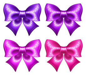  Silk ultra violet and pink bows with glitter