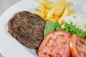  hamburger on the plate without bread