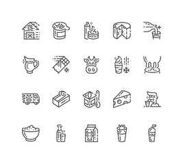 Simple set of dairy icons. Premium milk symbol collection. Vector illustration. Line lactose pictogram pack.