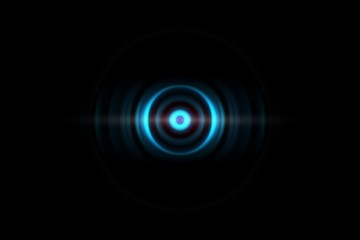Abstract eye blue light effect with sound waves oscillating background
