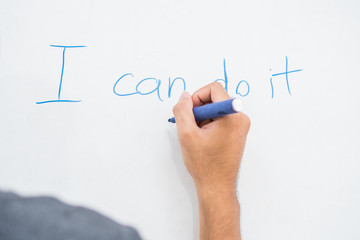 Student or business people hand writing whiteboard Planning and word 