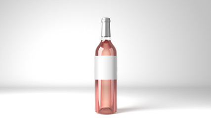 Rose Wine Bottle Square Label Mockup 3d Render