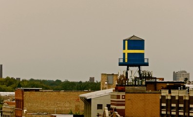 Andersonville Chicago neighborhood Icon flag water tower was replaced with a replica when the...