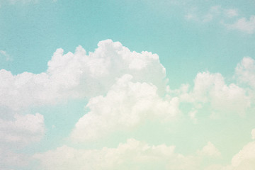 Cloud and sky with grunge paper texture background.