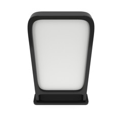 LCD Screen Stand. Blank Trade Show Booth. 3d render of lcd screen isolated on white background. High Resolution. Ad template for your expo design.