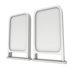 LCD Screen Stand. Blank Trade Show Booth. 3d render of lcd screen isolated on white background. High Resolution. Ad template for your expo design.