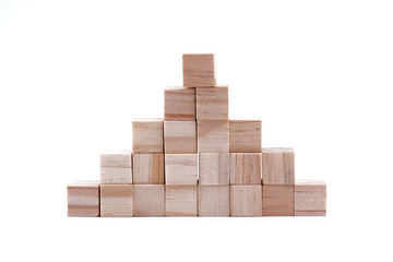 wooden blocks stacked in stages