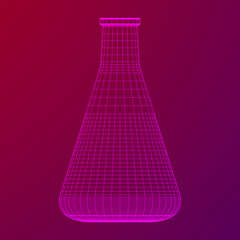 Test tube low poly wireframe mesh. Science and analyses. Vector abstract polygonal image line and point.