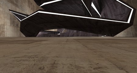 Abstract  concrete interior with neon lighting. 3D illustration and rendering.