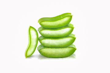 aloe vera fresh leaf isolated on white background