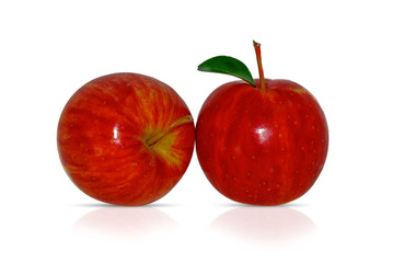 set of red apples isolated on white background
