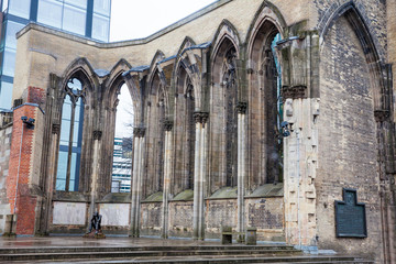 Obraz premium Remains of the Saint Nicholas church which was almost completely destroyed during the bombing of Hamburg in World War II