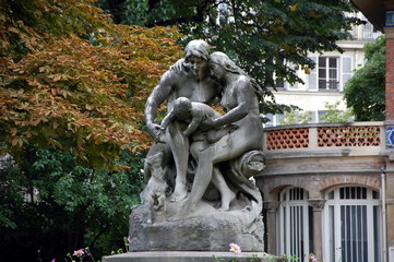 Sculpture in the Luxembourg Gardens (Jardin du Luxembourg) in Paris, France.   Luxembourg Gardens was created  in 1612