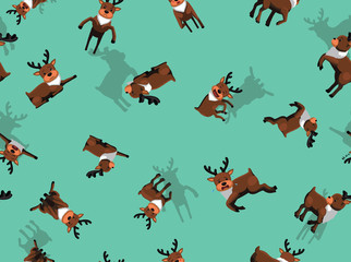 Obraz premium Reindeer Various Poses Background Seamless Wallpaper