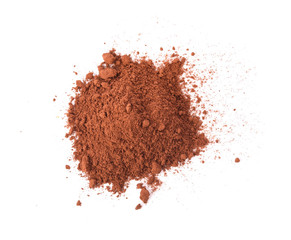 pile cocoa powder isolated on white background