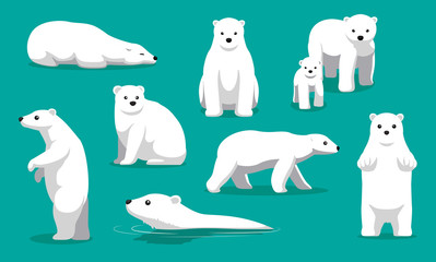 Obraz premium Ładny niedźwiedź polarny pływanie ilustracja kreskówka wektor