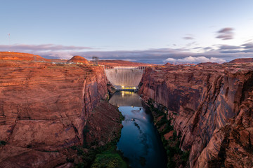 Glen Canyon Dam Scenic Area at Dawn - obrazy, fototapety, plakaty