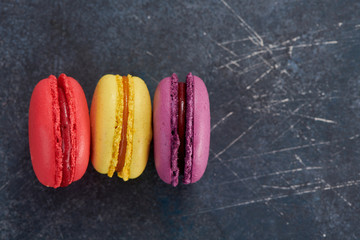macaroons on a dark table