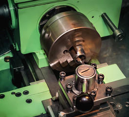 Metal lathe at work